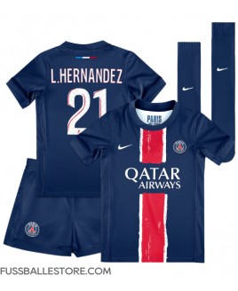 Günstige Paris Saint-Germain Lucas Hernandez #21 Heimtrikotsatz Kinder 2024-25 Kurzarm (+ Kurze Hosen)